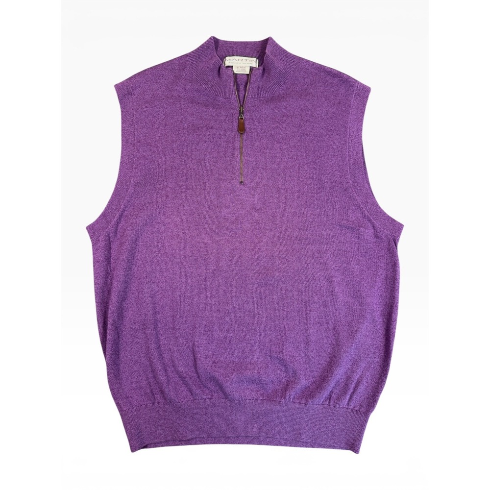 MARTIN Timeless "The Game" 1/4 Zip Sweater Vest Mens XL Purple Pullover Golf